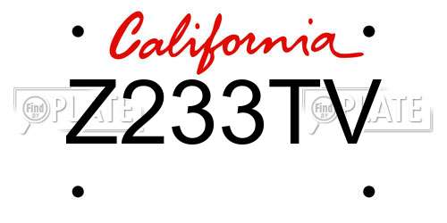 Z233TV California License Plate