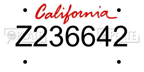 Z236642 California License Plate