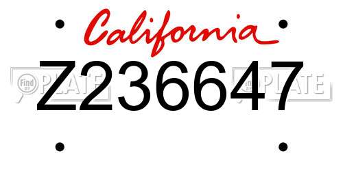 Z236647 California License Plate