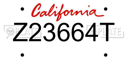 Z23664T California License Plate