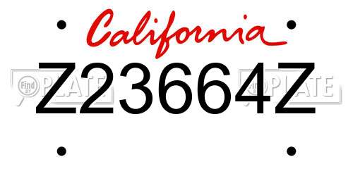 Z23664Z California License Plate