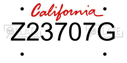 Z23707G California License Plate