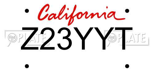 Z23YYT California License Plate