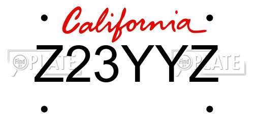 Z23YYZ California License Plate