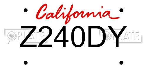 Z240DY California License Plate