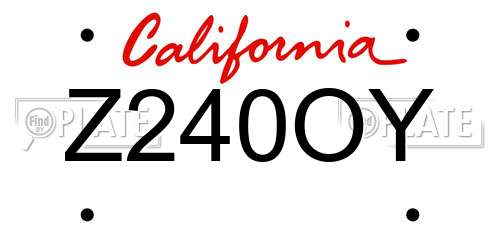 Z240OY California License Plate