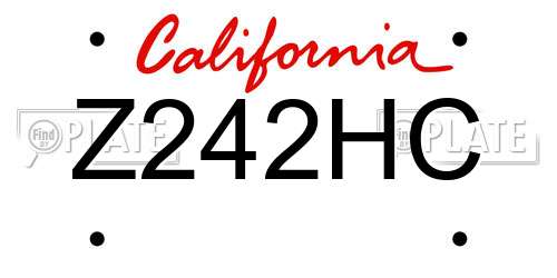 Z242HC California License Plate
