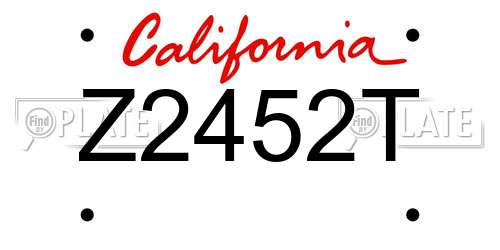 Z2452T California License Plate