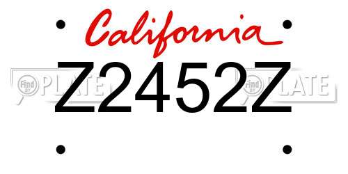 Z2452Z California License Plate