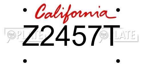 Z2457T California License Plate