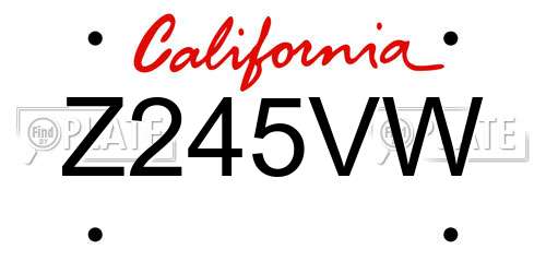 Z245VW California License Plate