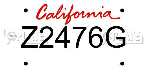 Z2476G California License Plate