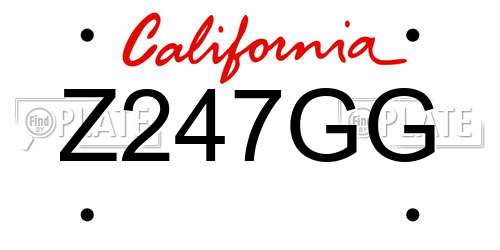 Z247GG California License Plate