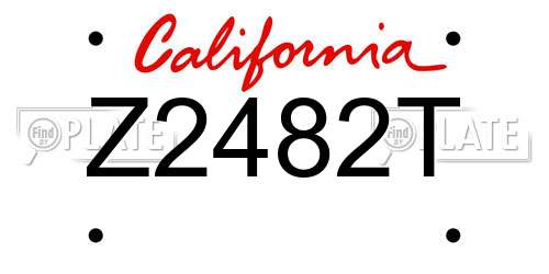 Z2482T California License Plate