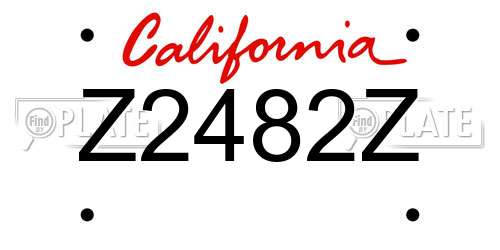 Z2482Z California License Plate