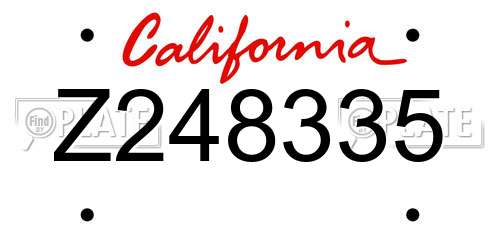 Z248335 California License Plate