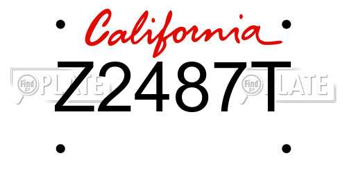 Z2487T California License Plate