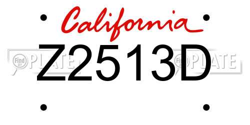 Z2513D California License Plate