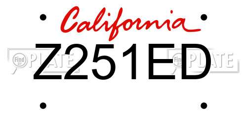 Z251ED California License Plate