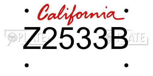 Z2533B California License Plate