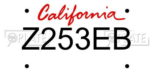 Z253EB California License Plate