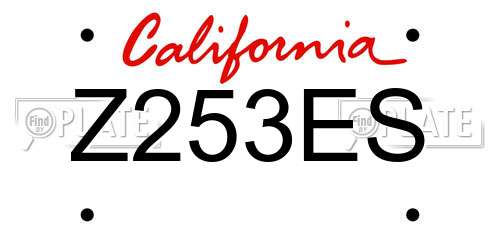 Z253ES California License Plate