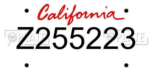 Z255223 California License Plate