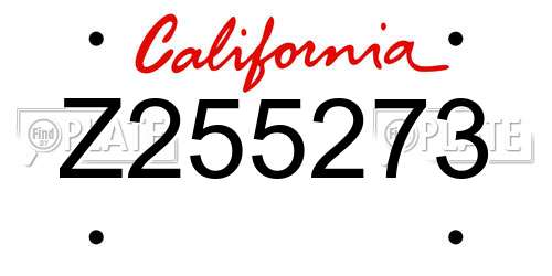 Z255273 California License Plate