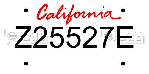 Z25527E California License Plate