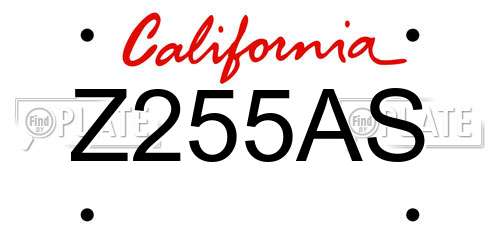 Z255AS California License Plate