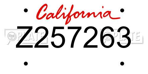 Z257263 California License Plate