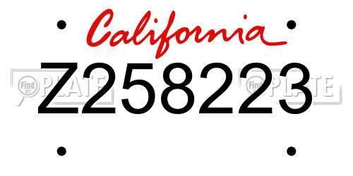 Z258223 California License Plate