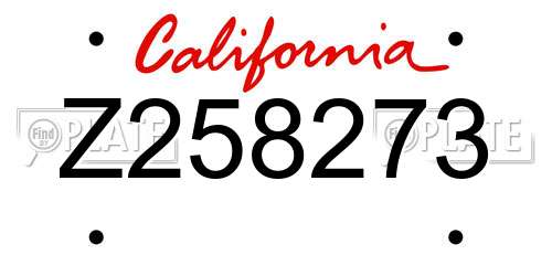 Z258273 California License Plate