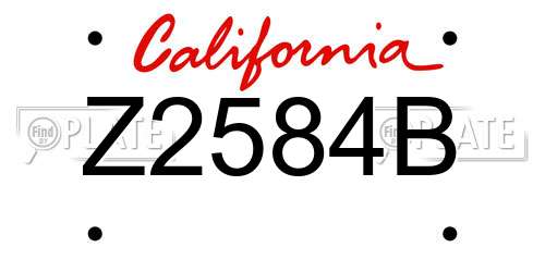 Z2584B California License Plate