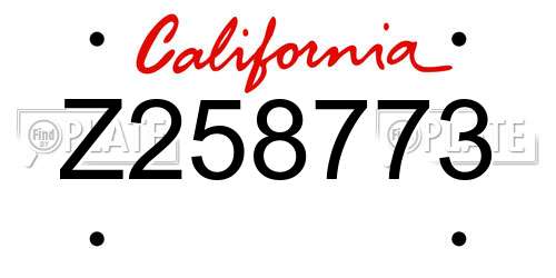 Z258773 California License Plate