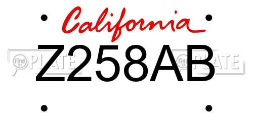 Z258AB California License Plate