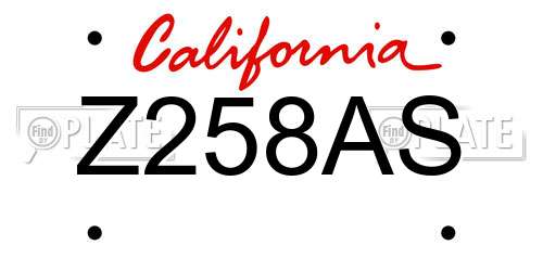Z258AS California License Plate