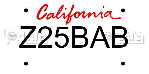 Z25BAB California License Plate