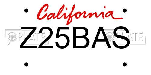Z25BAS California License Plate