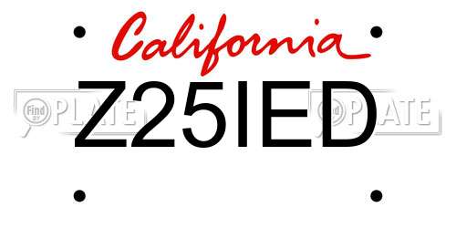 Z25IED California License Plate