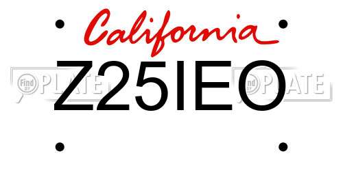 Z25IEO California License Plate
