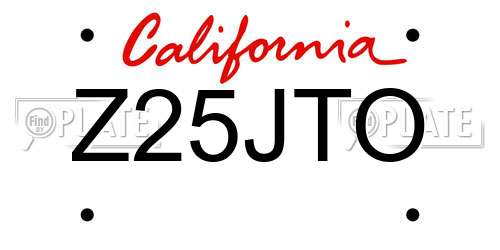 Z25JTO California License Plate