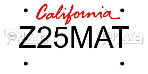 Z25MAT California License Plate