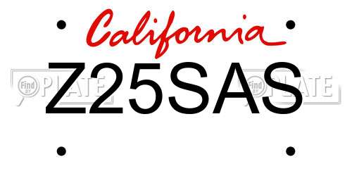 Z25SAS California License Plate
