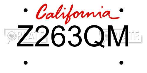 Z263QM California License Plate