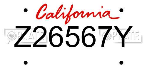 Z26567Y California License Plate