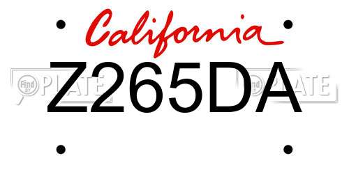 Z265DA California License Plate