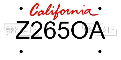Z265OA California License Plate