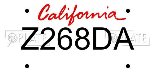 Z268DA California License Plate