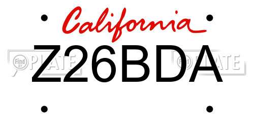 Z26BDA California License Plate